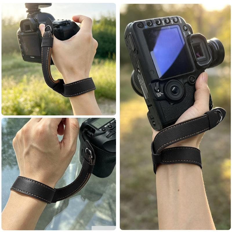 Camera Wrist Stra - Camera Straps for Photographers, Camera Hand Strap | Adjustable Wrist Camera Strap with Safer Connector for DSLR SLR Mirrorless Cameras (Black)