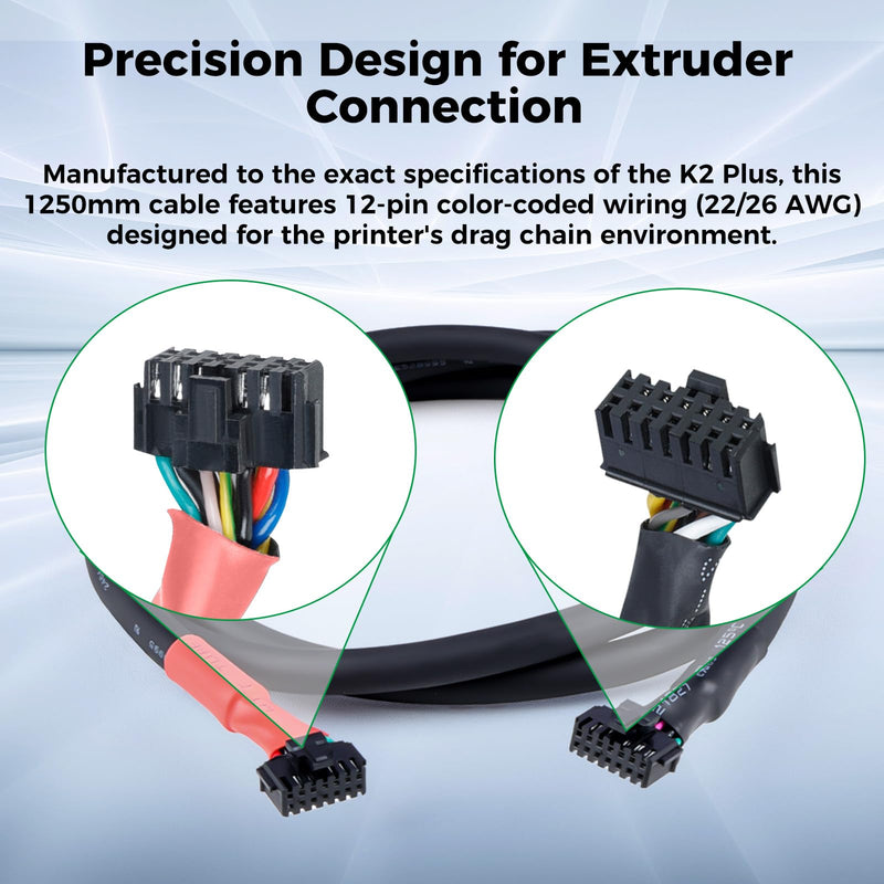 Creality Official K2 Plus Print Head Cable, Original Hotend Mainboard Connector Wire, 1250mm FPC Flat Flexible Cable Replacement for Extruder, Nozzle Adapter Cable for Creality K2 Plus 3D Printer