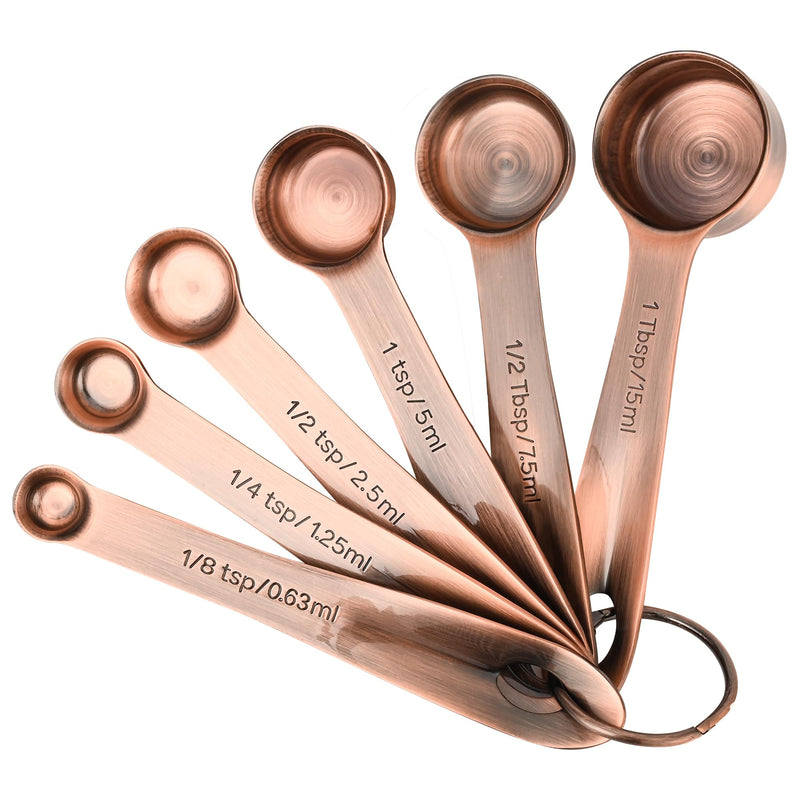 Copper Measuring Cups and Spoons Set 16, Dry&Liquid Stainless Steel Measuring Cups and Spoons, 7 Metric&US Measing Cups & 6 Measuring Spoons & Measure Equivalents for Kitchen&Baking A: 7cups+6spoons Copper