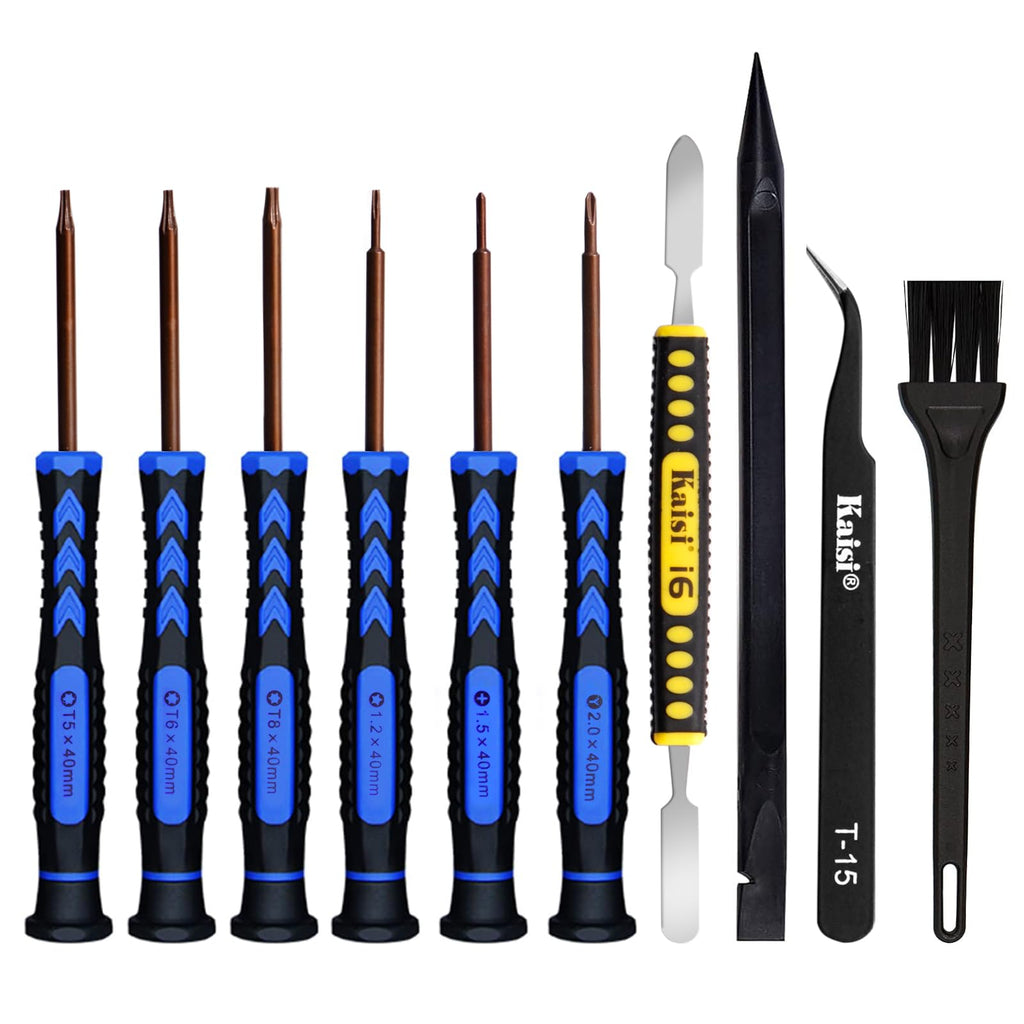 Kaisi Screwdriver Set for Macbook with T5 T6 T8 Torx Screwdriver,P5 Pentalobe,Ph000 Phillips and 2.0Y Triwing Screwdriver Set with spudger,Tweezer, cleaning brushes for Macbook Air and Pro 369N