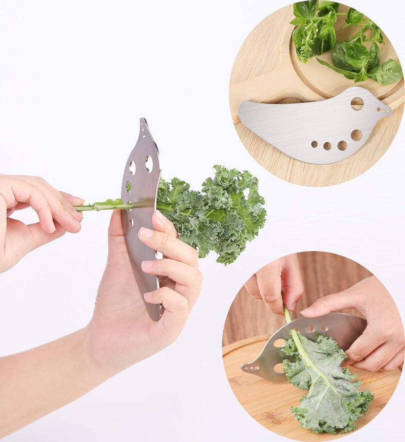 Herb Stripper Stainless Steel, Kitchen Herb Leaf Stripping Tool, Vegetable Stem Remover for Kale, Chard, Collard Greens, parsley, Thyme, Basil, Rosemary