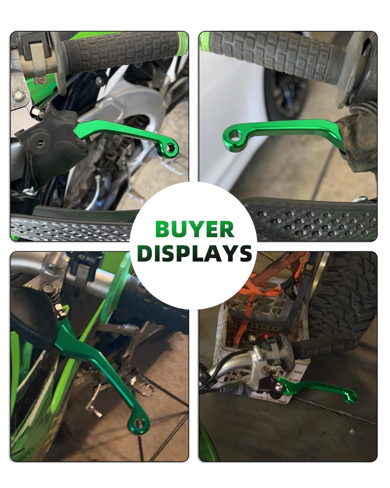 JFG RACING Dirt Bike Foldable Clutch Brake Levers,Clutch Lever Breakaway Levers for KX65 00-23/KX85 01-23/KX100 01-21/KX250 00-04/KX125 00-05/KX112 22-23/KX500 KX250F 2004 Green