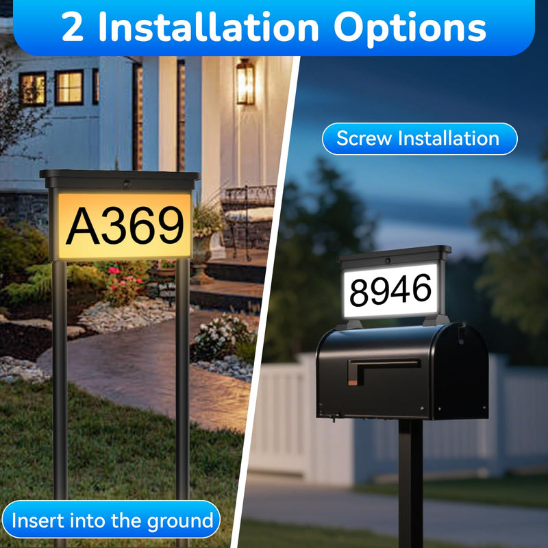 Solar House Numbers For Outside，with Ground Stake - Solar Powered Waterproof LED Light for Outdoor House Number Sign