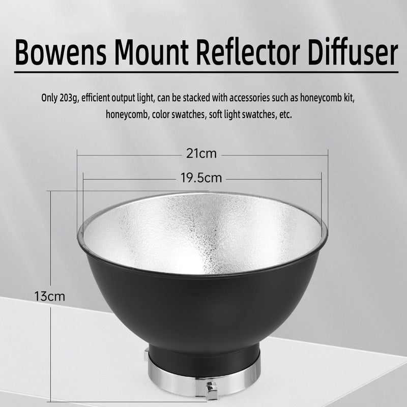 Godox 8.2" / 21cm Bowens Mount Standard Reflector Diffuser for Godox AD600B AD600Pro AD600BM MS200V MS300V SK400IIV SK300IIV Strobe Flash Monolight SL60II SL100II SL150W Video Light