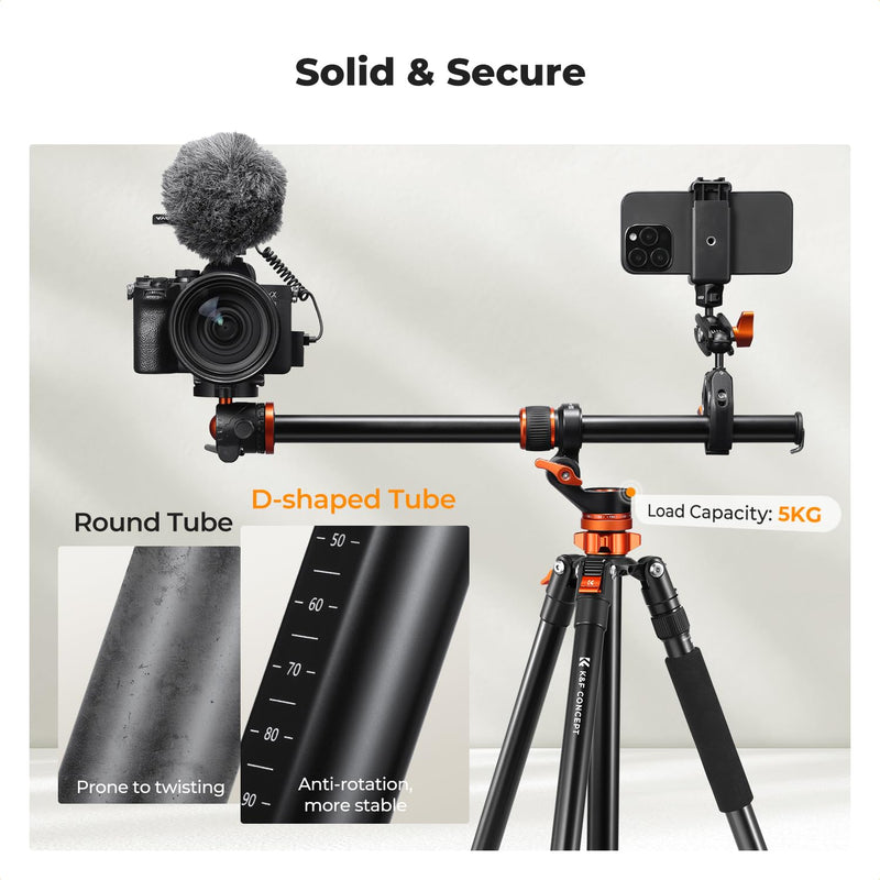 K&F Concept 16.1" Horizontal Tripod Center Column Arm, Aluminum Alloy | 360° Rotatable & 180° Tilt, For Overhead Macro Photography, D-Shaped Tube Anti-Twist, Load up to 11lbs, MS104 MS104 16"