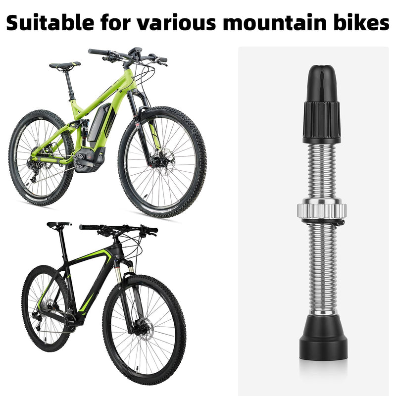 4 Pcs Presta Valve Stem 40 mm Tubeless Valve Stem Tubeless Bike Valve Adapter with 4 Pcs French Stem Valve Core Removal Tool for Bicycle MTB Road Bike Tubeless Tires Repair
