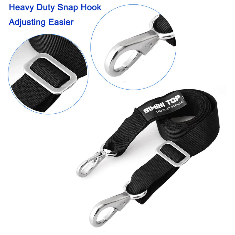 Boat Adjustable Bimini Top Straps,Boats Awning Webbing Strap with Stainless Stee Snap Loops Adjustable from 24" - 60",Bimini Top Hardware,Marine Nylon Top Straps,Boat Awning Hardware 2PCS