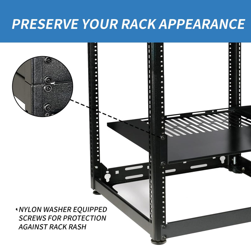 Rack Screws 10/32 Steel Standard Size 25 Pack with Nylon Washers Pilot Point Heads Use for Server Network Racks Mount Enclosures Rackworks Cabinets Audio and Rackmount (Classic Black)