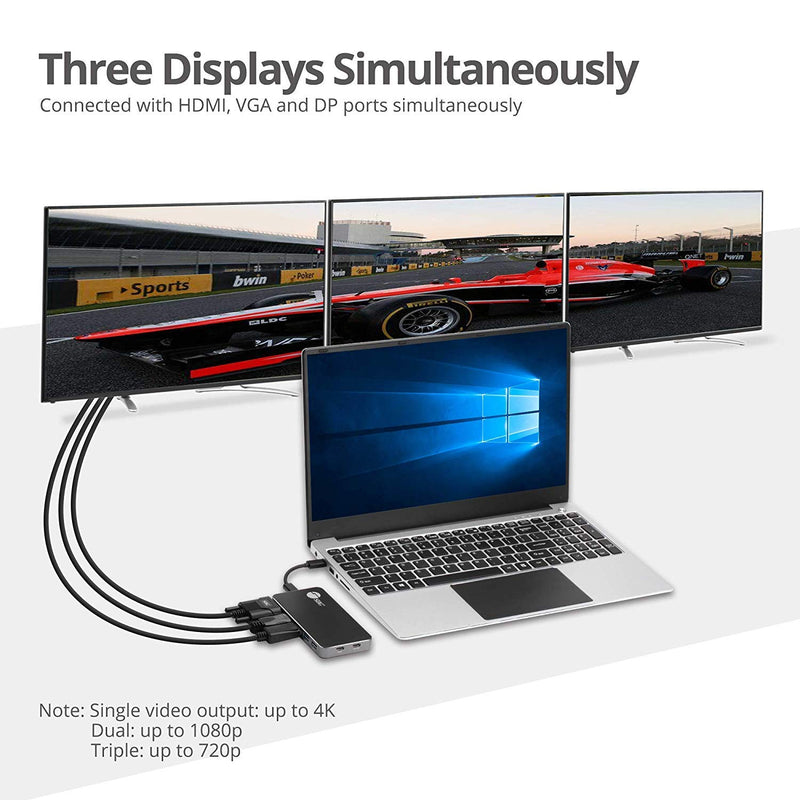 SIIG 4K USB-C MST Laptop Docking Station Thunderbolt 3 Compatible with 100W PD Supports Windows & Chromebooks, Mac M1/M2/M3 Pro/Max for Single Extend Video Output only