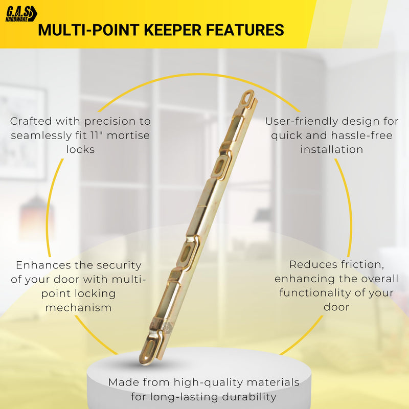 10-7/8" Sliding Patio Glass Door Multi-Point Keeper for 2 Point Mortise Lock | Fix Repair Locking Security Mechanism Hardware (Keeper for 11-3/4" Mortise Lock) Keeper for 11-3/4" Mortise Lock