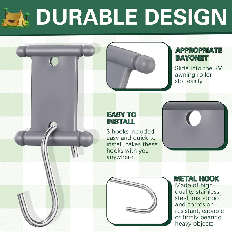 14 Pcs Rv Awning Hooks for Piping Rail 5/6 mm 7/8 mm Double Sided Rv Awning Light Clips Camper Light Holders for Camping Tent Indoor and Outdoor Supplies 14