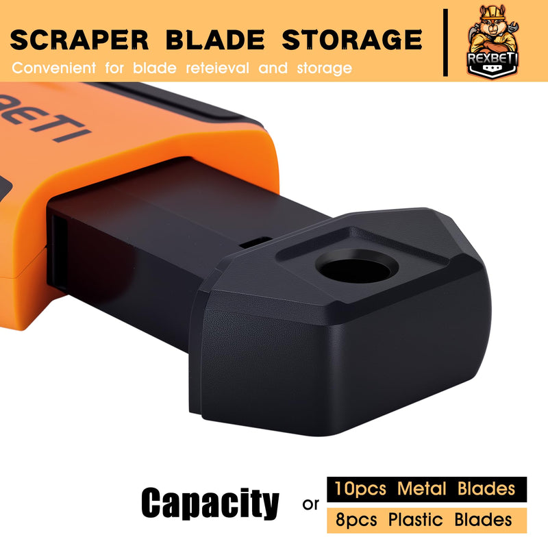 REXBETI Razor Blade Scraper Tool, 2 Pack Razor Scraper with Extra 314Pcs Razor Blades -14Pcs Metal and 300Pcs Plastic Blades, Cleaning Scraper Tool, Cooktop, Paint, Glass Scraper Upgraded 2 Pack