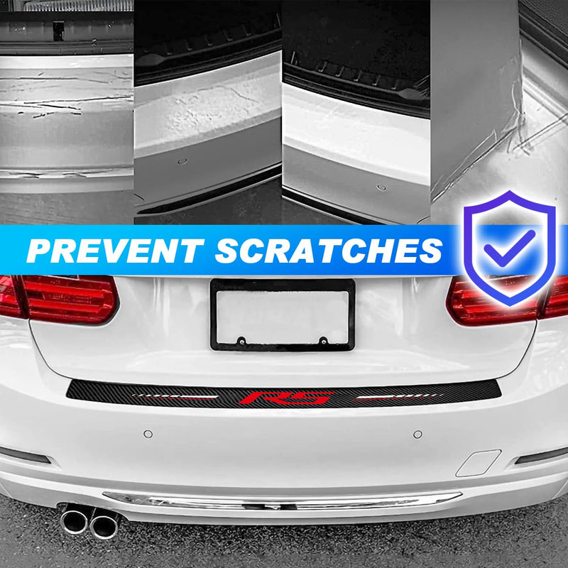 5Pcs Door Sill Plate Protectors Compatible with Chevy Camaro RS Car Accessories, Carbon Fiber Leather Door Sill Stickers for Camaro RS Auto Accessories 5PCS - Combo Red RS
