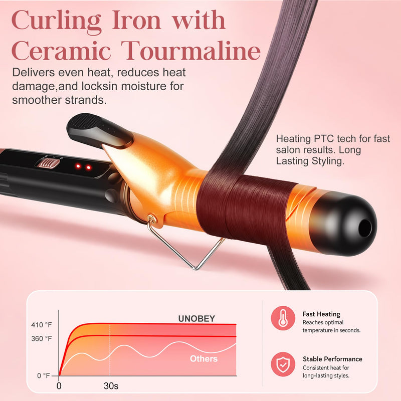  [AUSTRALIA] - Large Curling Tong 32mm Ceramic Curling Iron Wand for Soft Bouncy & Waves | Hair Curler Wand with 2 Temperature Settings, Long-Lasting Curls for Long & Medium Hair, Fast Heat-Up, Dual Voltage