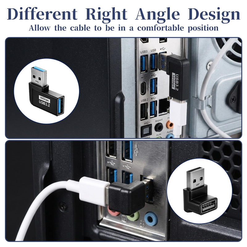 6 Pack USB Adapter, Left and Right Angle, 180 Degree / 90 Degree Vertical Up and Down USB A Male to Female Extender Connector for Laptop Car Charger Power Bank Flash Drive Devices