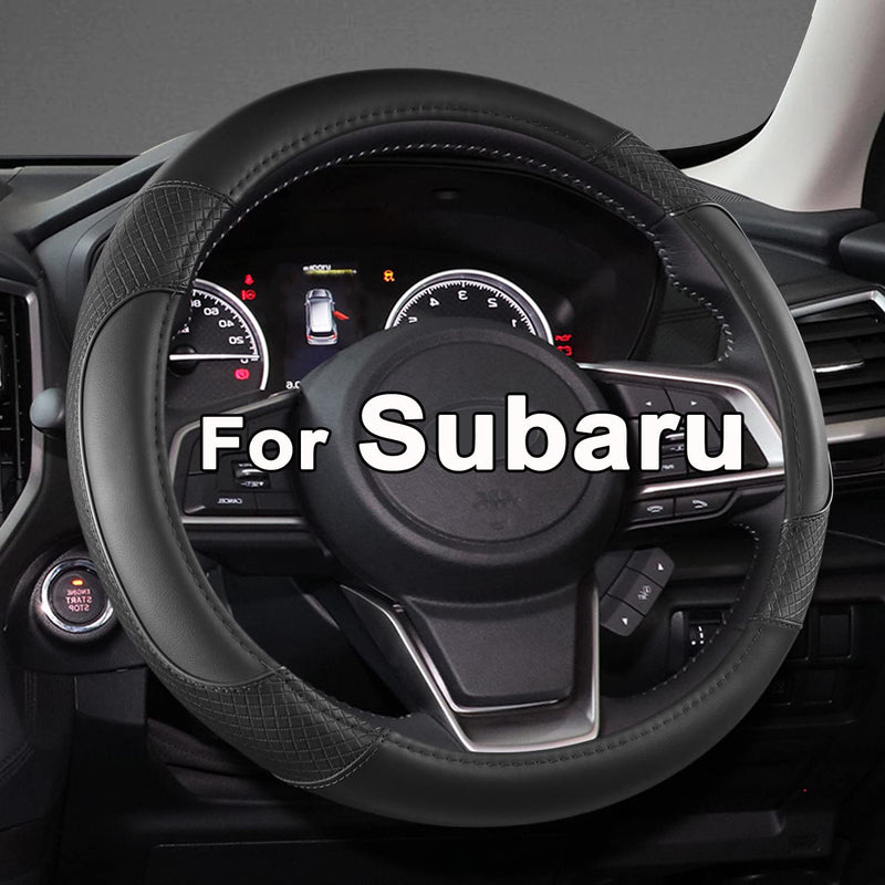 GIANT PANDA Customized Auto Steering Wheel Cover for Subaru Forester, Car Steering Wheel Cover for Subaru Outback and Crosstrek - Solid Black Round-Shaped