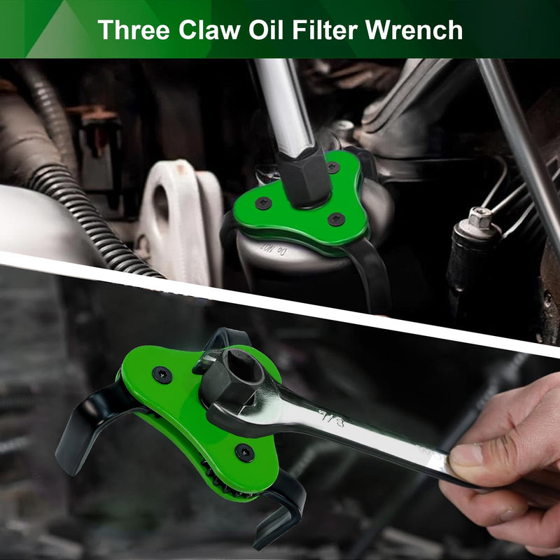 Universal Heavy Duty Oil Filter Wrench - Adjustable 3 Jaw Grip (2.5" to 4.5") for Car, Truck, SUV, Motorcycle, Carbon Steel Oil Filter Removal Tool