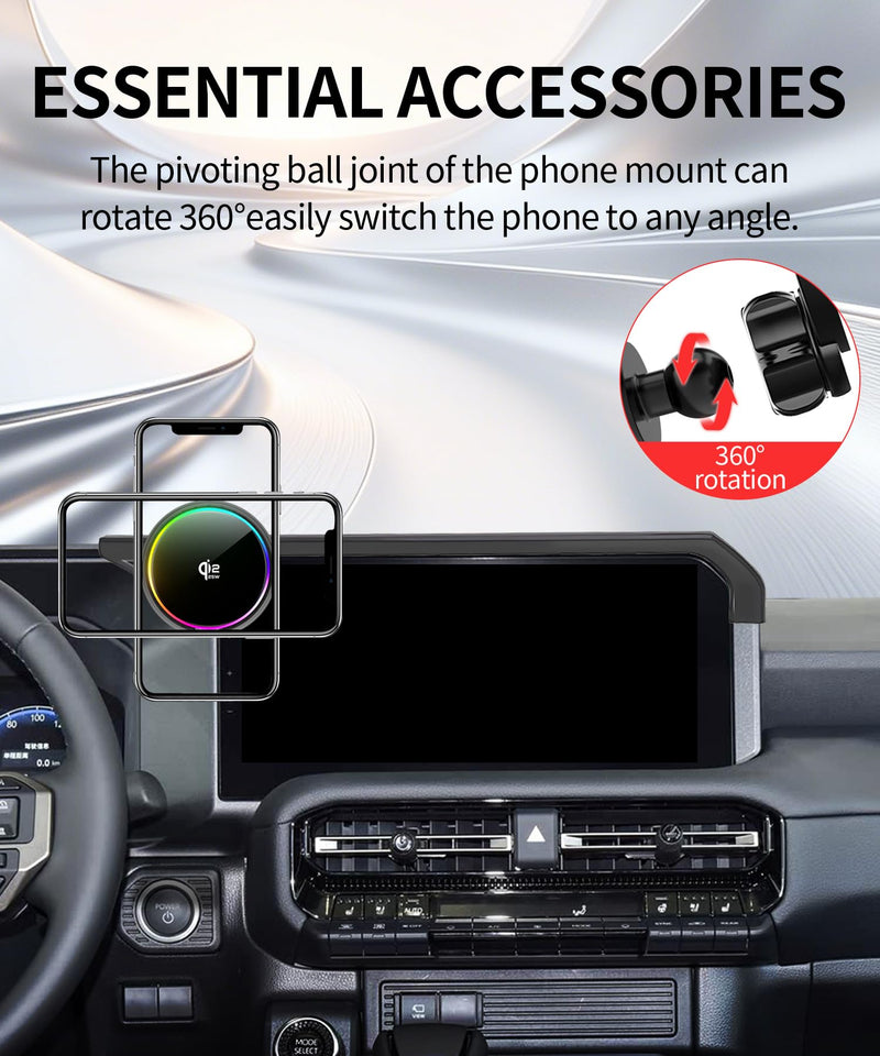 25W Car Mount Charger for Toyota Land Cruiser LC250 8/12.3-Inch | 2024-2026 Toyota Land Cruiser LC250 Qi2.2 25W MagSafe Fast Charging Cell Phone Holder Accessories,with Cooling Fan
