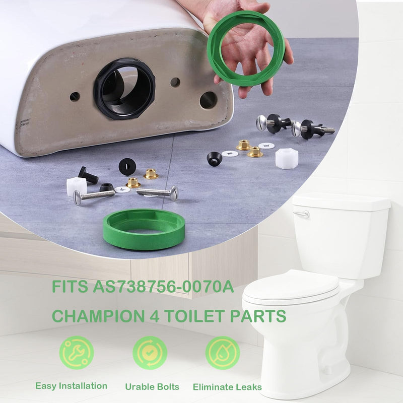 AS738756-0070A Toilet Tank to Bowl Bolts and Gasket Kit, Toilet Tank Repair Kit for American Standard Champion 2-Piece Toilets with 3-Inch Flush Valve, Toilet Bowl Seal and Replacement Parts Without Socket Handle