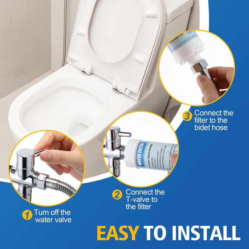 4 Pack Bidet Water Filter and Adapter for Electric Bidet Toilet Seats, Reduce Mineral Deposits & Soften Hard Water, Essential Protection for Smart Toilet, Compatible with 1/2", 3/8", 1/4" Hoses 4