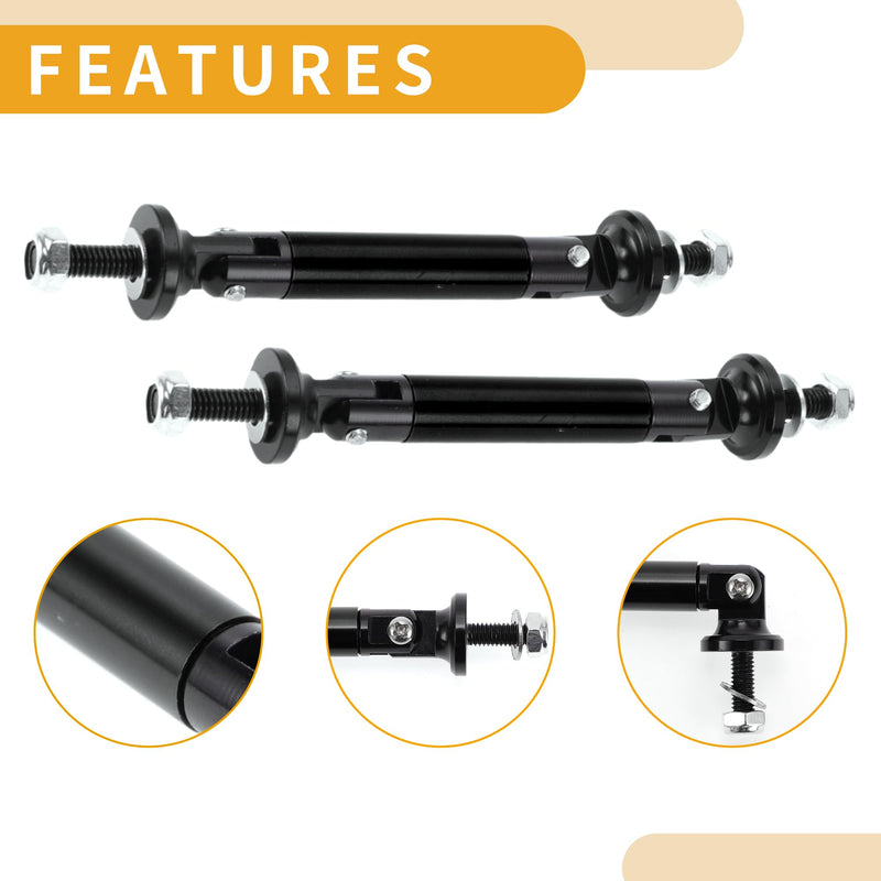 2pcs 45mm/1.77in Car Splitter Support Rods Adjustable Front Rear Bumper Lip Splitter Strut Rod Tie Support Bars Aluminum Alloy Black