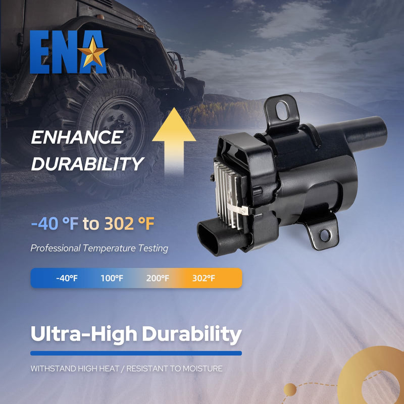 ENA 1 Round Ignition Coil Pack V8 5.3 6.0 Compatible with GMC Chevy Silverado 1500 2500 Tahoe Suburban Express Sierra Yukon Savana Escalade 2000 2001 2002 2003 2004 2005 2006 Replaces# UF262 D585