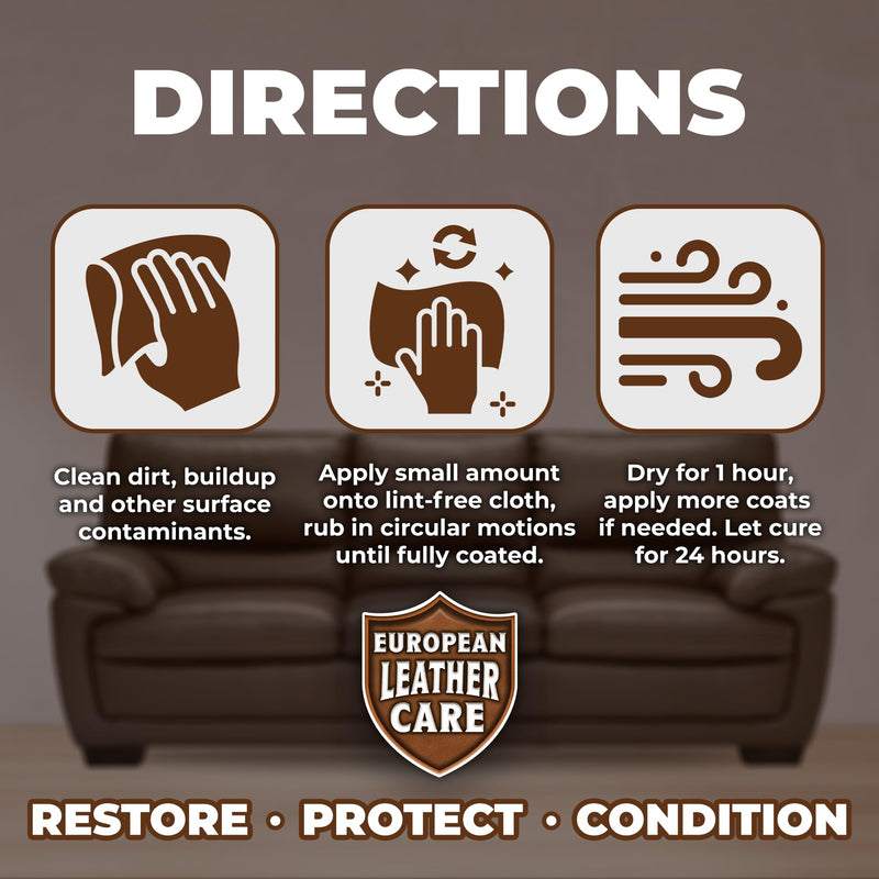 European Leather Care 8 oz Cream Leather Cleaner and Conditioner All Natural Leather Boots Leather Maintenance Cream Leather Conditioner Shoe Polish, Leather Couch, Furniture, Purses, Car, Saddle USA 8 Ounce