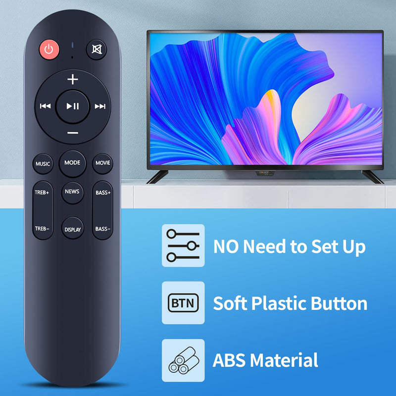 PZL New Replacement Remote Control for MEREDO 2.1CH 37 Inch Sound Bar for Smart TV with Subwoofer, for MEVOSTO D7H Soundbar