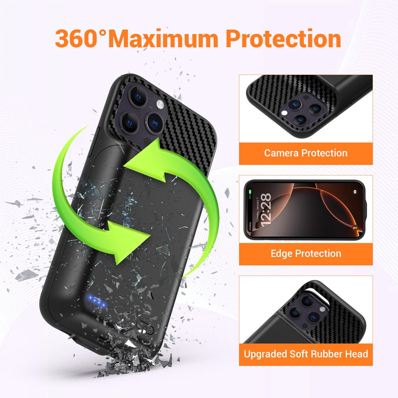 Battery Case for iPhone 12 ProMax ,13 ProMax, 14 ProMax, 14 Plus (6.7 inch) | 2026 Upgraded High Capacity 13800mAh Battery Pack Rechargeable Charger Charging Case with Tempered Glass Screen Protector