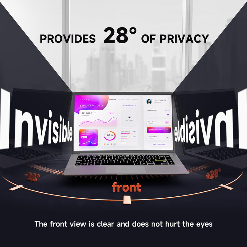 Laptop Privacy Screen 15.6 Inch Compatible with HP/ Dell/ Acer/ Samsung/Asus/ Lenovo/Toshiba, Removable 16:10 Aspect Privacy Filter Screen Protector for 15.6 Inch Laptop, Anti Glare Blue Light Laptop 15'' Privacy Screen (16:10)
