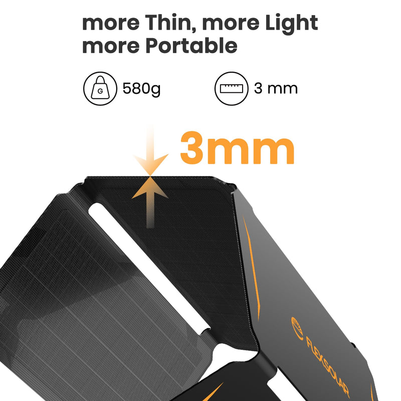 FlexSolar 30W Portable Solar Panel Chargers QC3.0 18W USB-A USB-C Output Foldable Small Power Emergency ETFE Panels IP67 Waterproof Camping Backpacking Hiking for Cell Phone Power Banks Flashlight