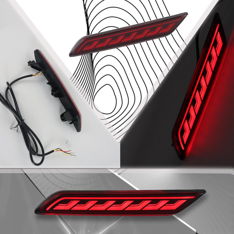 LED Rear Bumper Reflectors Fog Brake Tail Light Lamps Compatible with Honda Civic 2013-2015, Replace Stock Reflector Trim OEM 33505TR0A51 33555TR0A51 (Red) Red
