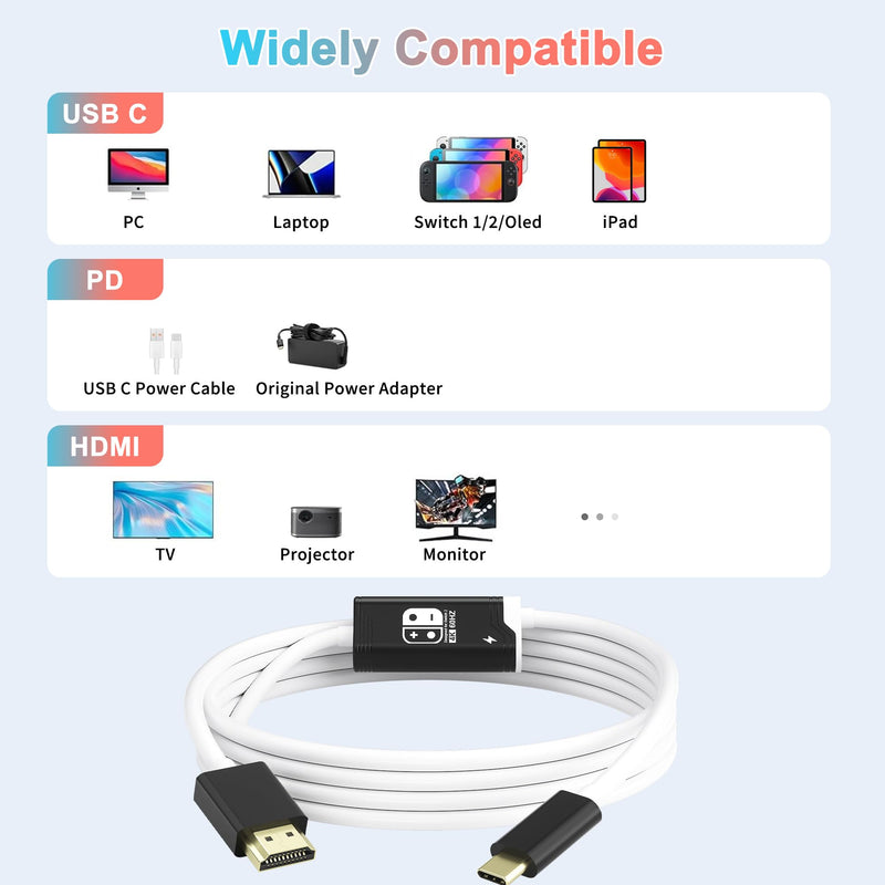 Switch 2 Dock, (Plug-and-Play) USB C to HDMI Cable 4K@60Hz for Nintendo Switch 2/OLED/1, Portable Travel TV Base Adapter ＆ Travel NS2 Docking Station Cord Compatible with Nintendo 2