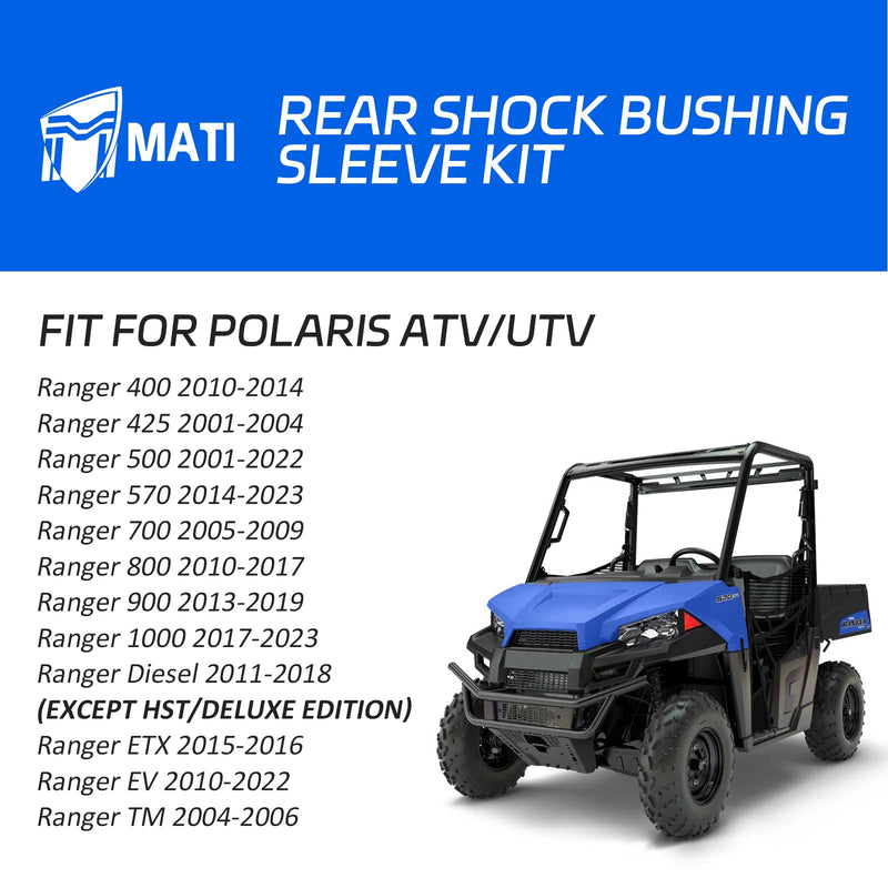 Rear Shock Bushing 8 Pcs & Sleeve 4 Pcs for Polaris Ranger 400 425 500 570 700 800 900 1000 Diesel ETX EV TM