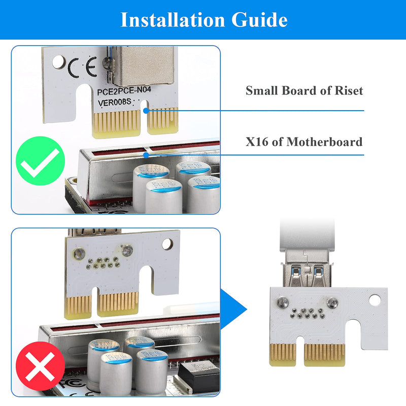 Mining Riser Card,PCI-E 1X to 16X Adapter Card,with 0.6 m USB 3.0 Extension Cable,6PIN / 4PIN / SATA Interface, for Bitcoin, Crypto Mining Ethereum Mining ETH (VER010-X,1 Pack) 1 Pack-VER010-X