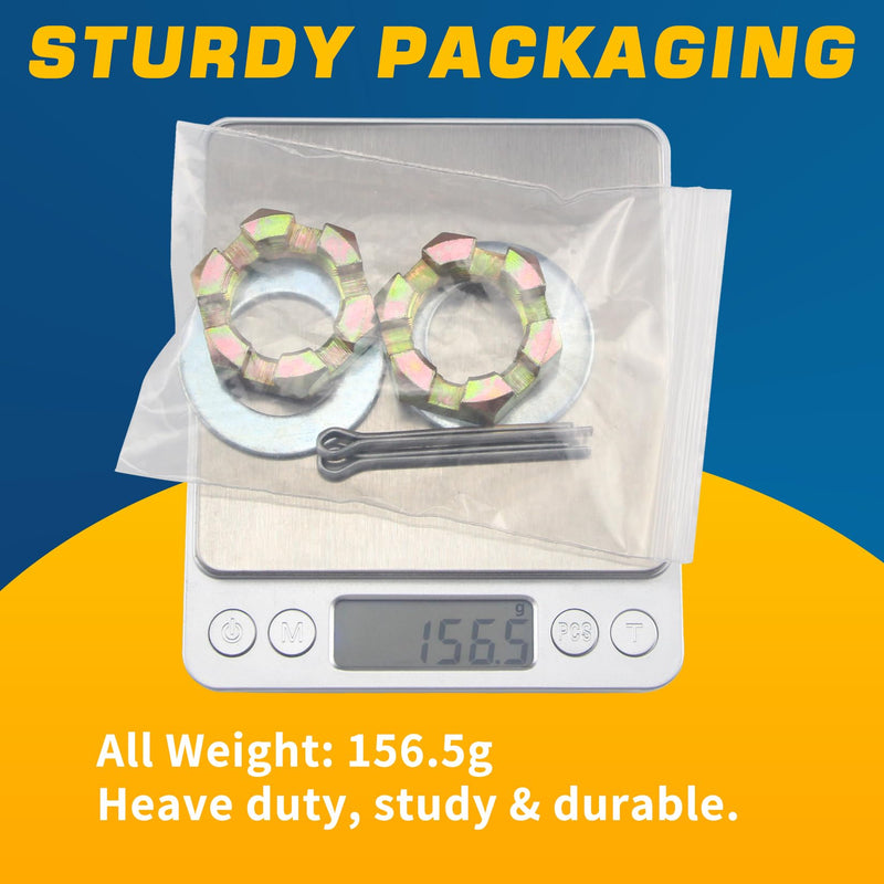 2Sets 1'' Trailer Axle Nut Kits 1'' Thread Spindle Castle Nuts Set with 1" I.D. Washers & 2.3'' Long Cotter Pins, Trailer Nut Kit for 1'' Shaft Spindle KIT#8 (2Set 1'' Trailer Axle Nut Kit)