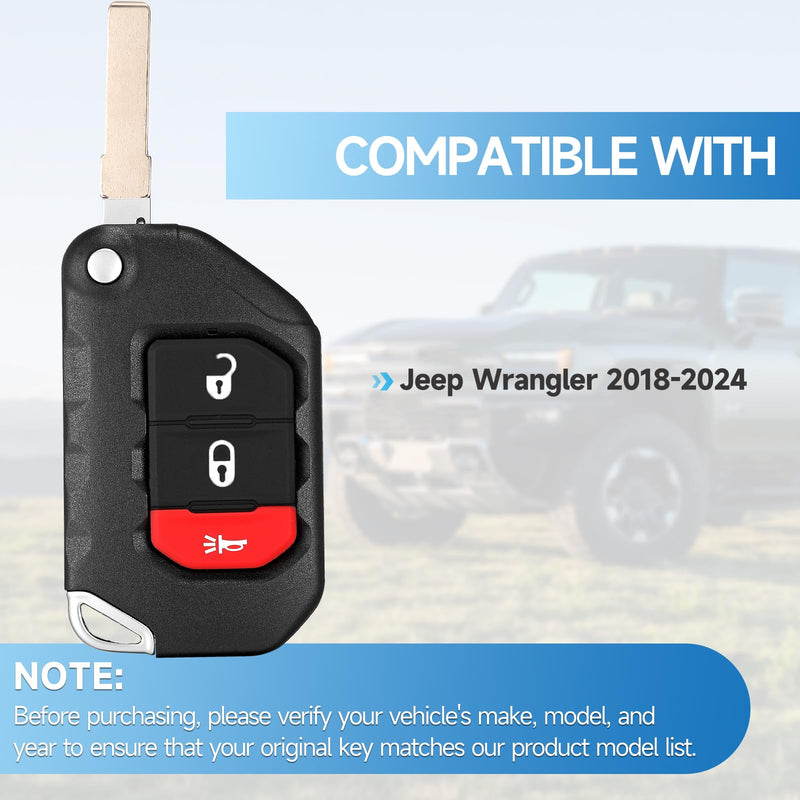 Smart Key Fob Replacement Remote fits for Jeep Wrangler 2018 2019 2020 2021 2022 2023 2024 2025 Smart Car Keyless Entry Remote OHT1130261 433Mhz 4A