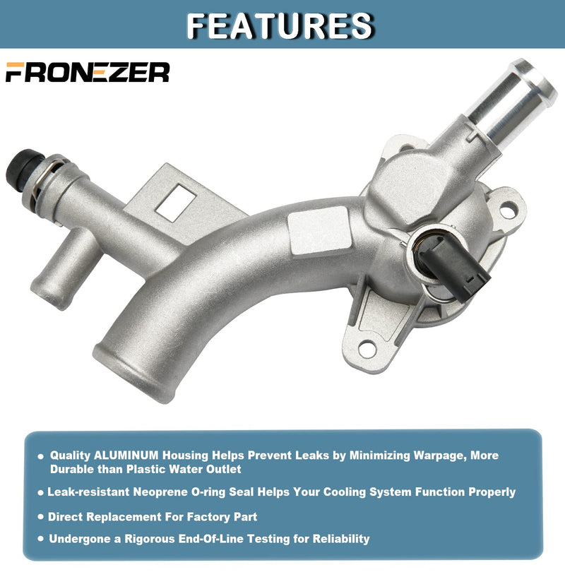 Aluminum Engine Coolant Thermostat Housing Water Outlet Kit with Coolant Reservoir Inlet Hose Compatible with 2011-2021 Chevy Cruze Sonic Trax, Buick Encore 1.4L Replaces 25193922, 902-846, 13251447 Water Outlet & Inlet Hose