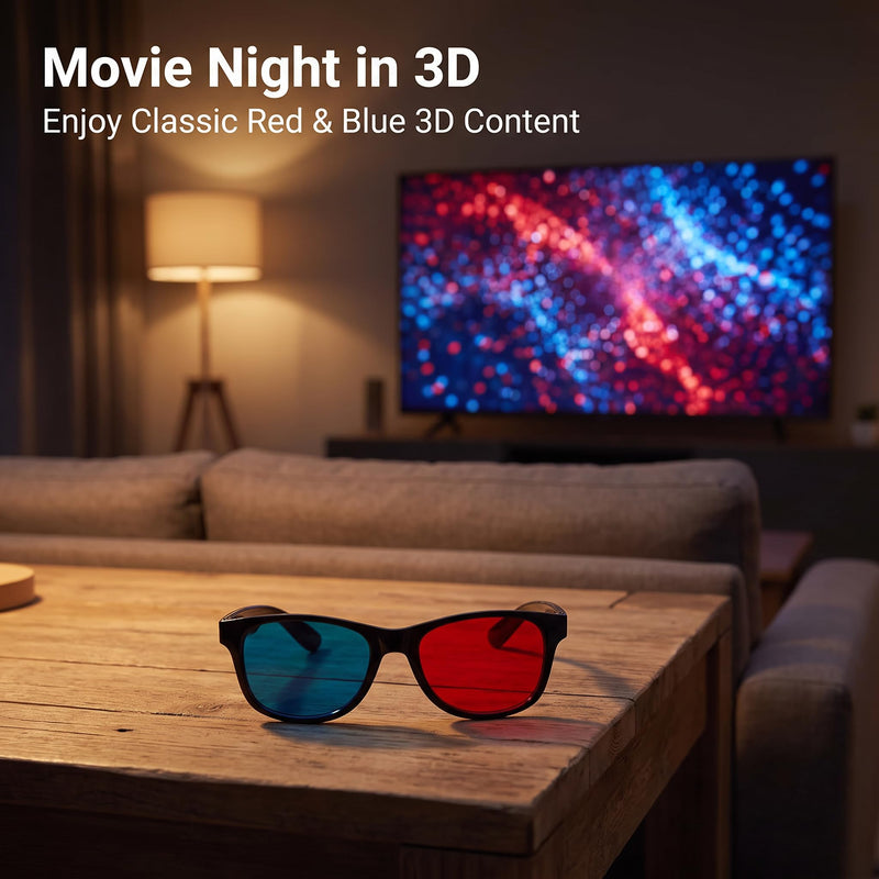 4 Pcs Red and Blue 3D Glasses Universal TV Movie Dimensional Video Frame 3D Glasses DVD Game Glass 3D Style Glasses for 3D Movies Games, 3D Viewing Glasses, Televisions and Video