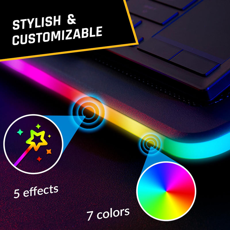 KLIM Ultimate - RGB Laptop Cooling Pad with LED Rim - New - Gaming Laptop Cooler - USB Powered Fan - Very Stable and Silent Laptop Stand - Compatible up to 17" - PC Mac PS5 PS4 Xbox One Black