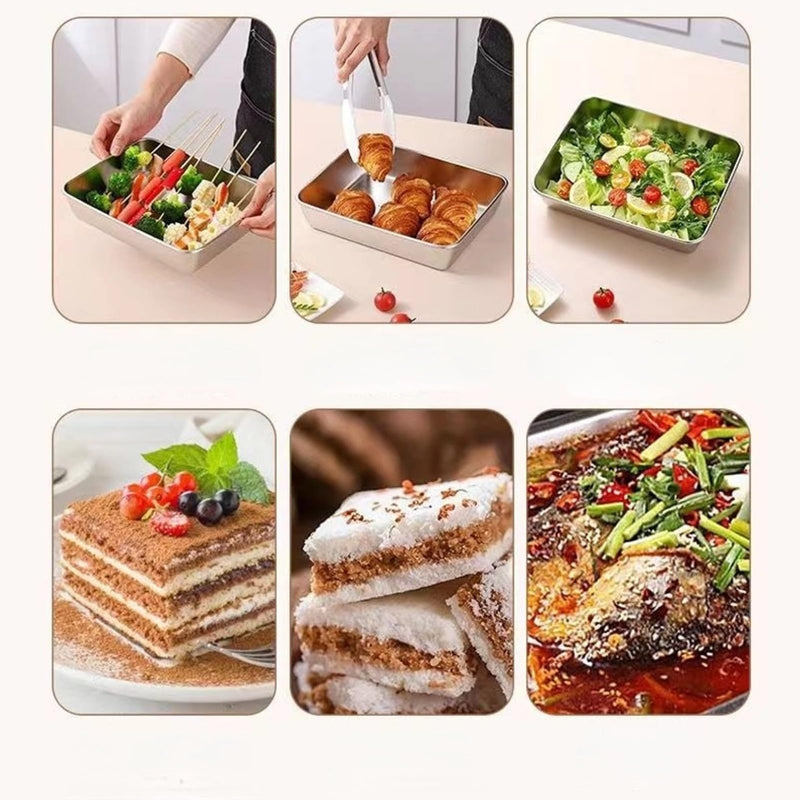 Set of 3 Breading Pans, Chicken Cutlet Dredging Trays with Stainless Steel Oil Filter Tray Breading Trays for Cooking, Food Prep for Preparing Bread-Crumb Dishes, Panko, Schnitzel