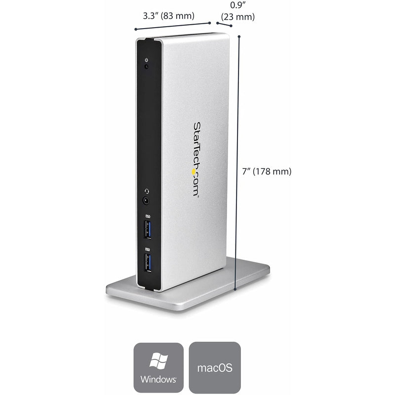 StarTech.com Dual Monitor USB 3.0 Docking Station w/ DVI to VGA & HDMI Adapters, 5x USB 3.0 & Audio - Vertical DVI Dock for Mac & Windows (USB3SDOCKDD)