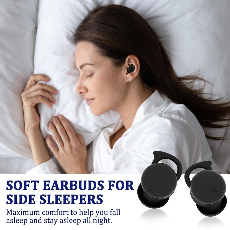 Invisible Sleep Headphones, Sleep Earbuds for Side Sleepers (Black) | Mini Noise Blocking Sleeping Earphones, Bluetooth 5.3 Wireless Earbuds for Sleeping, Working Black