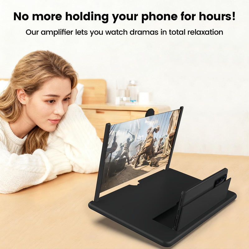 10" 3D HD Phone Screen Magnifier,Foldable Screen with Pull-Out Stand Design,Movies Screen Magnifier Gaming Screen Magnifier for Elderly/Kids/Travel(Black)