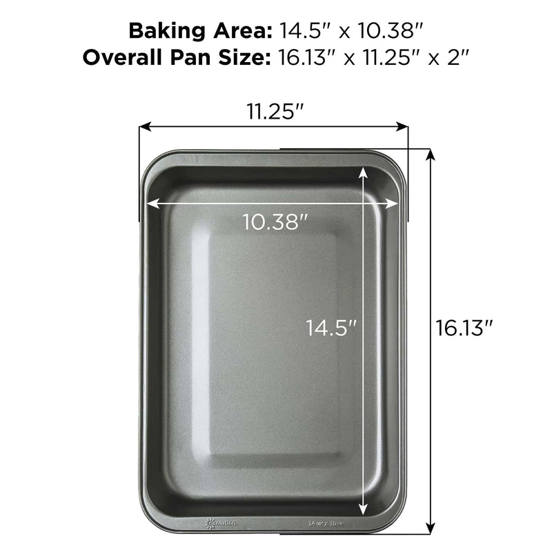 Ecolution Bakeins Lasagna and Roasting Pan – PFOA, BPA, and PTFE Free Non-Stick Coating – Heavy Duty Carbon Steel – Dishwasher Safe – Gray – 14.5” x 10.375” x 1.9375”