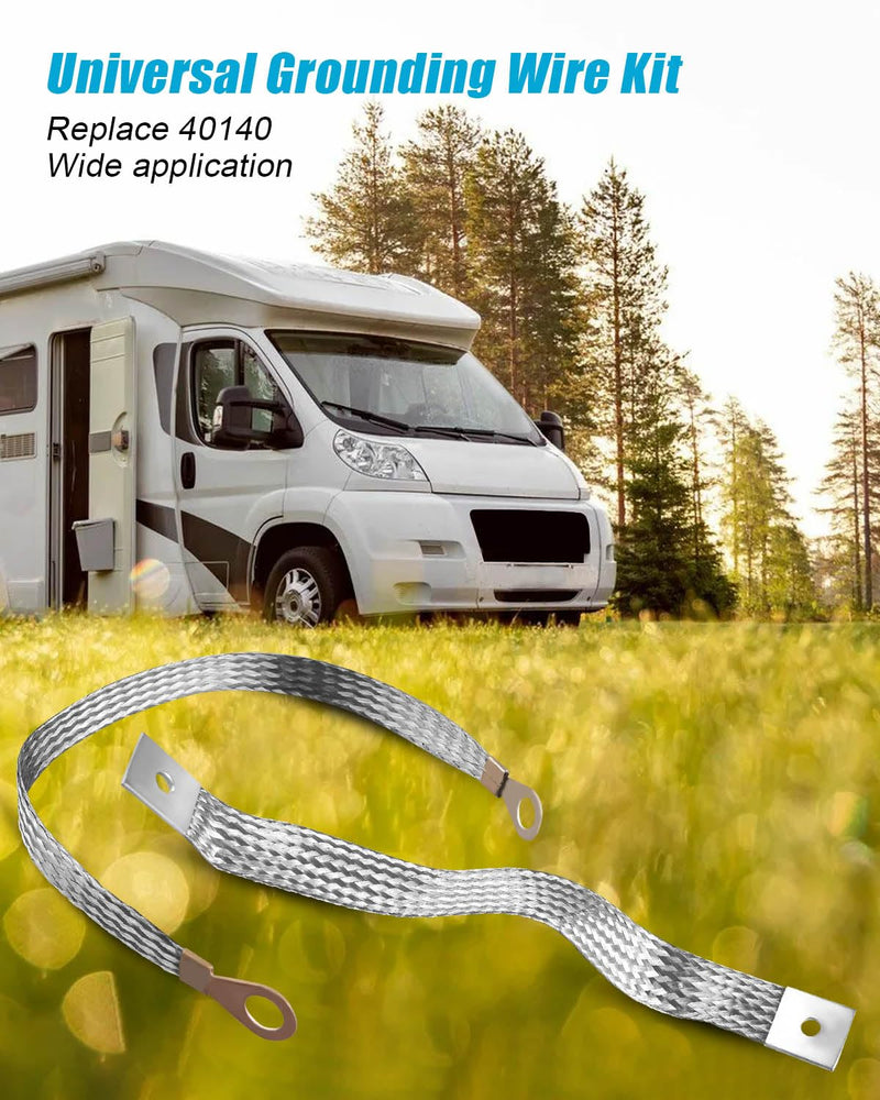 10 AWG Engine Copper Tinned Ground Strap Kit Replace 40140, 3Pcs 11 Inch Braided Ground Straps, 1Pc 14 Inch Grounding Terminal for Automotive Cars Body Frame, with 6 Screws