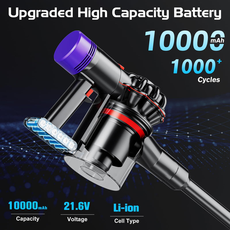 LED Display 10000mAh 21.6V Replacement for Dyson V7 Battery Compatible with SV11 Motorhead Animal Trigger HEPA Car+Boat Absolute Handheld Vacuum Cleaners Matte silver