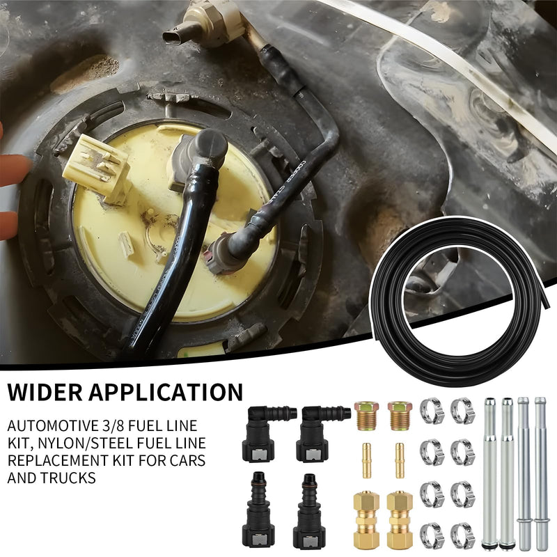 Mupera 3/8" Fuel Line Repair Kit - Premium Nylon Fuel Line Replacement Kit, FLK-38 Automotive Nylon or Steel Fuel Line Tubing Kit for Cars, Trucks, and SUVs AIRKIT-3/8