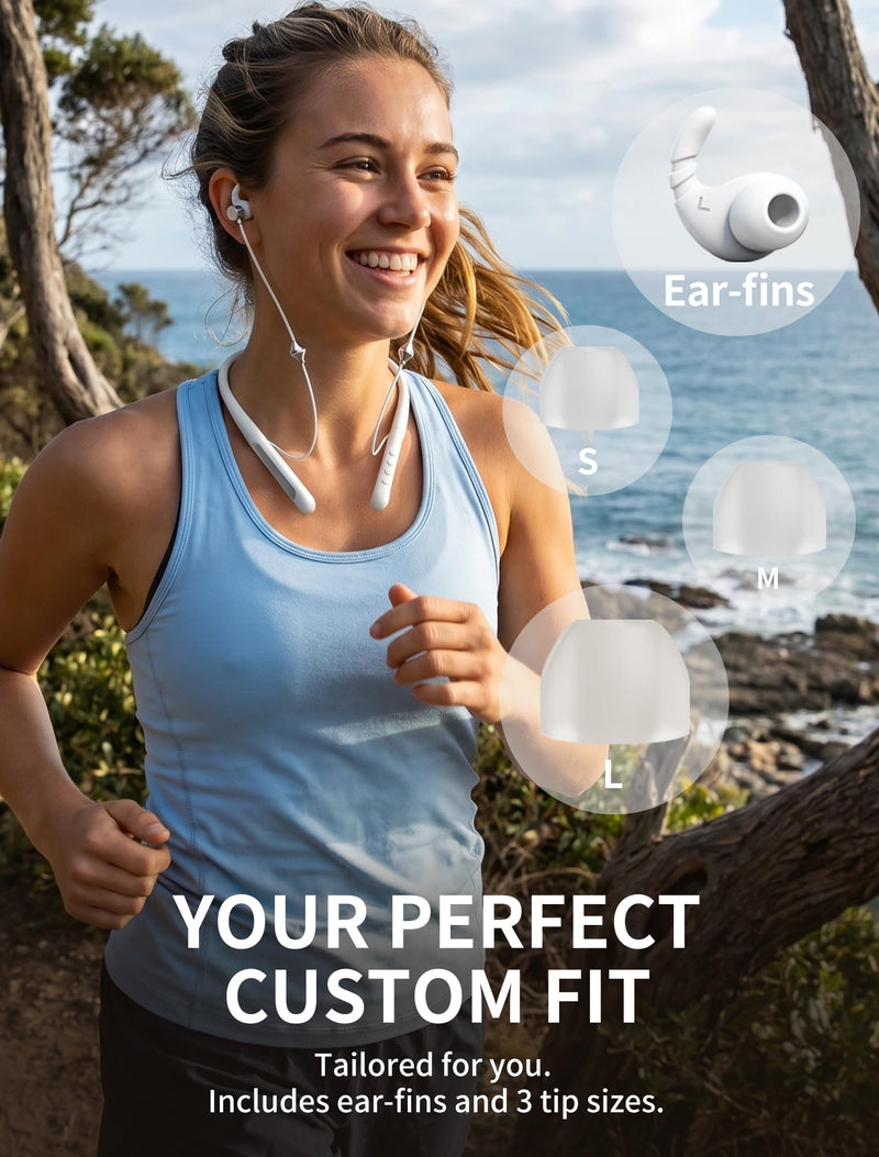 Bluetooth Air Tube Headphones White – 25H Battery Life , EMF Free Anti Radiation Wireless Earbuds with Noise Cancelling Mic & Volume Control – Zero EMF for Pregnancy, Kids for iPhone Android Laptop