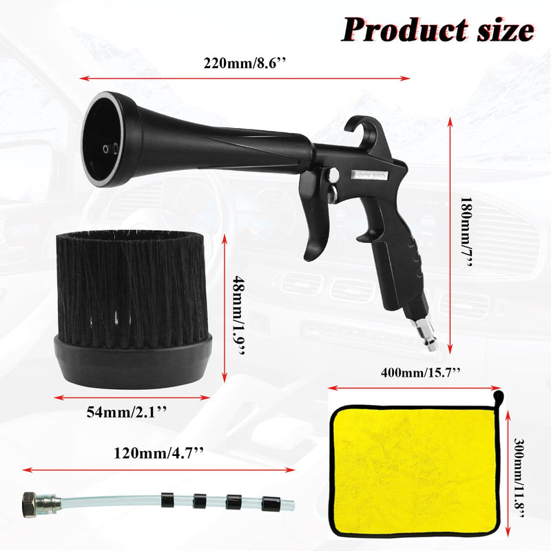 HANDY Tornado Air Cleaning Gun with Rubber Guard and Brass Adjustable Air Flow Nozzle Air Gun for Compressor Pneumatic Tool for Dust Cleaning Car Detailing Black